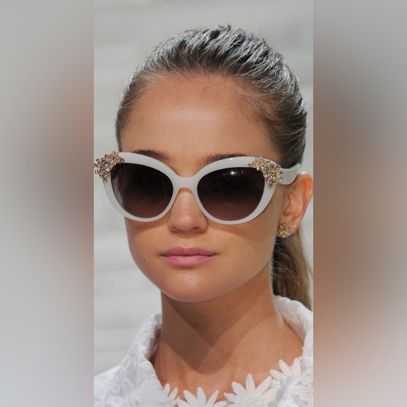 Kate Spade Cat Eye Retro Crystal Flowers White Sunglasses - Karyna - Picture 4 of 10